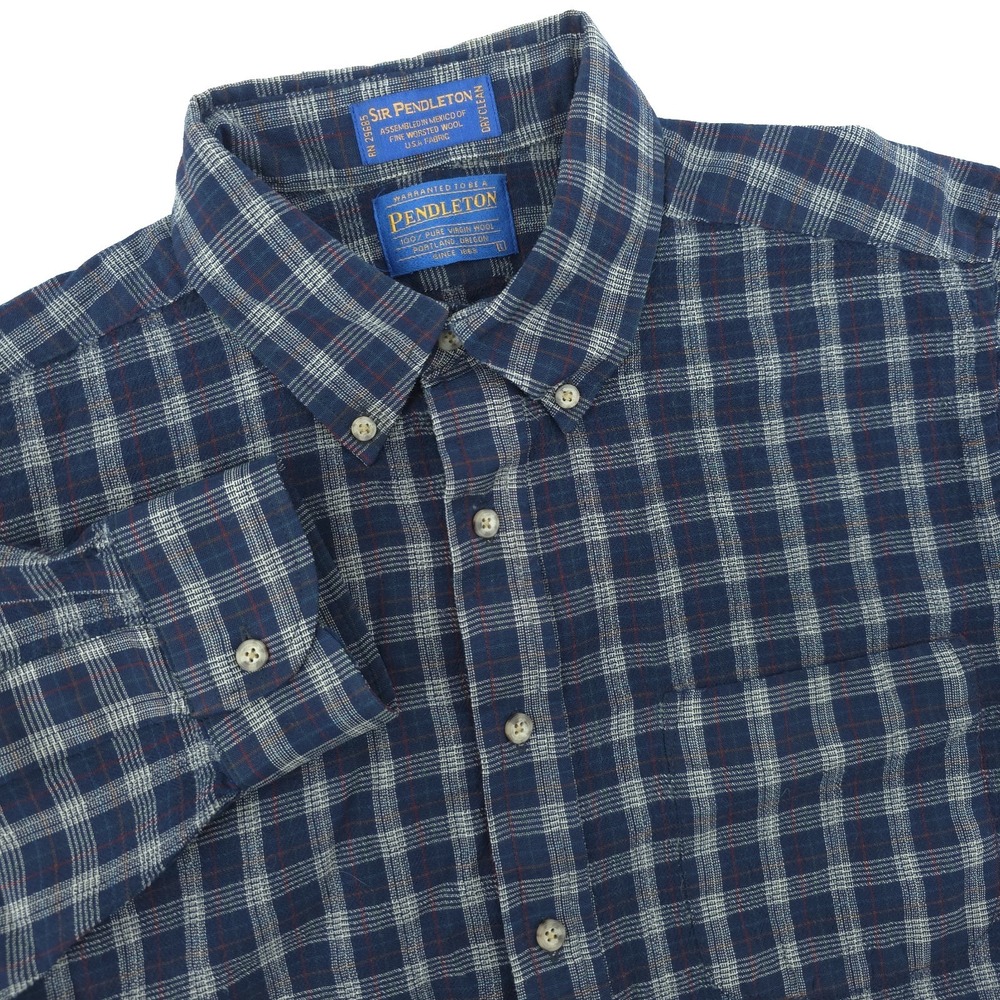 Pendleton Sir Pendleton Shirt Mens Large Plaid Virgin Wool Long Sleeve Button Up